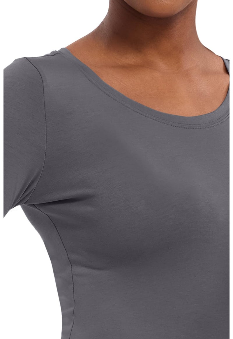 Healing Hands Women's Underscrub Soft Knit Melissa Longsleeve Scrub Tee with Breathable & Easy Care Fabric Plus Size 5047, 2XL, Pewter - Image 4